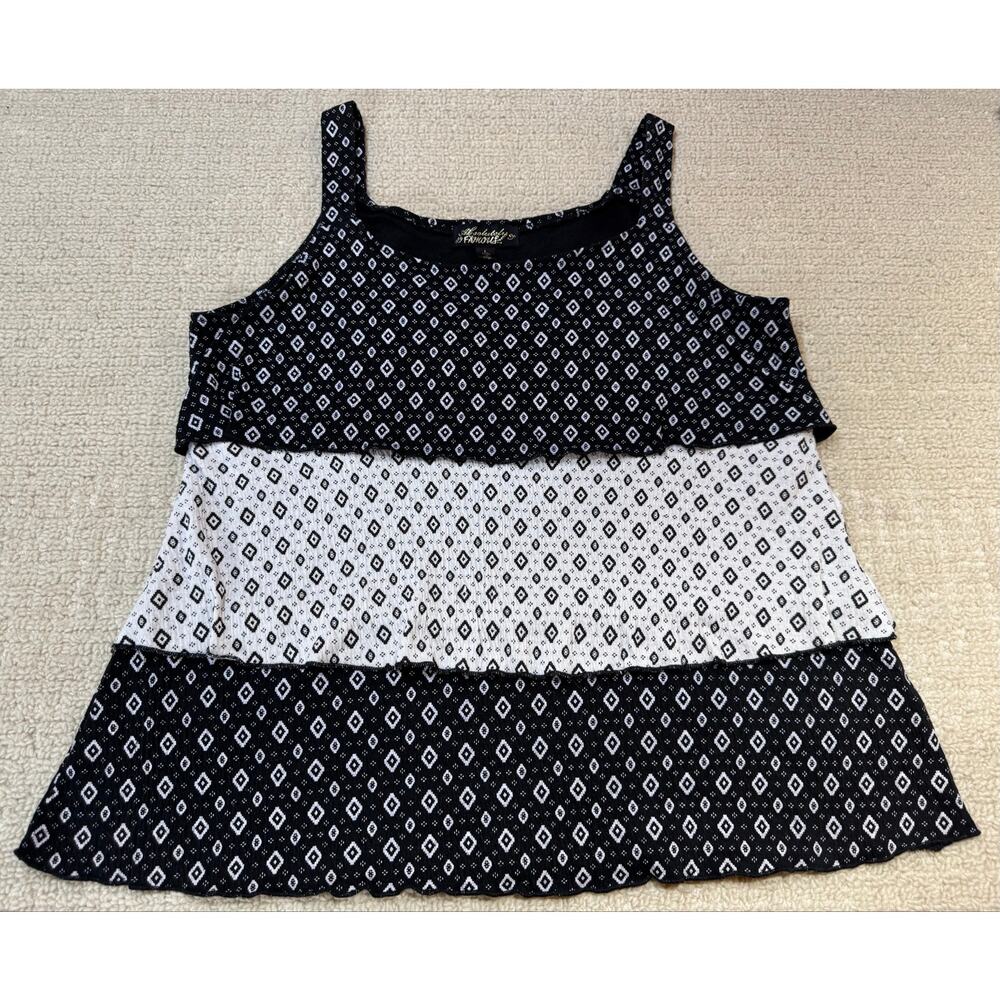 Absolutely Famous Women’s Large Tiered Layered Sleeveless Top Cotton Blend Boho